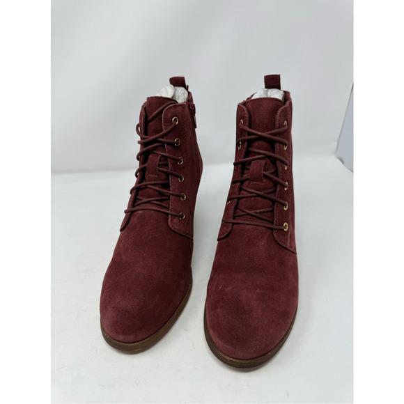 Diba Blake Suede Bootie Burgundy Ankle Boot Lace Up Wedges Size 7 NWOB - Picture 5 of 12